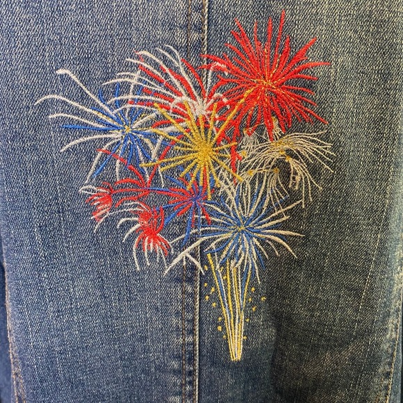 Duck Head Jeans Co. Denim Jean Jacket with Embroidered Fireworks Women's LP - Picture 11 of 14